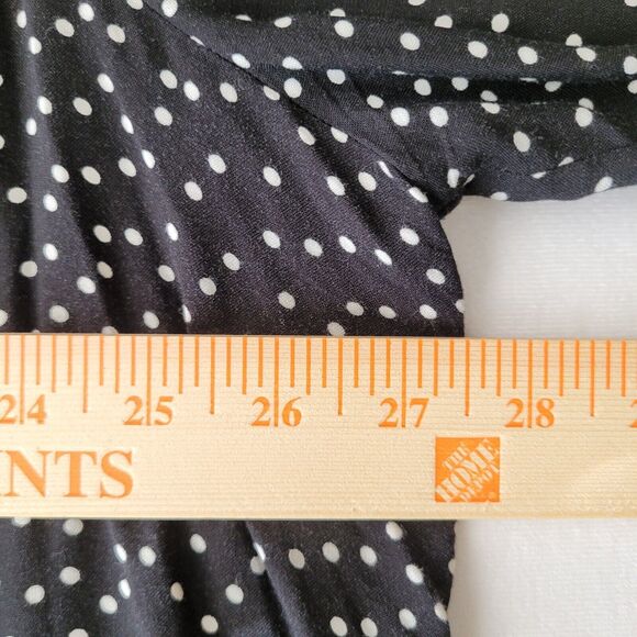 Ellos Womens Blouse Plus Size 24 Black White Polka Dots Long Sleeves Classic - Picture 9 of 10